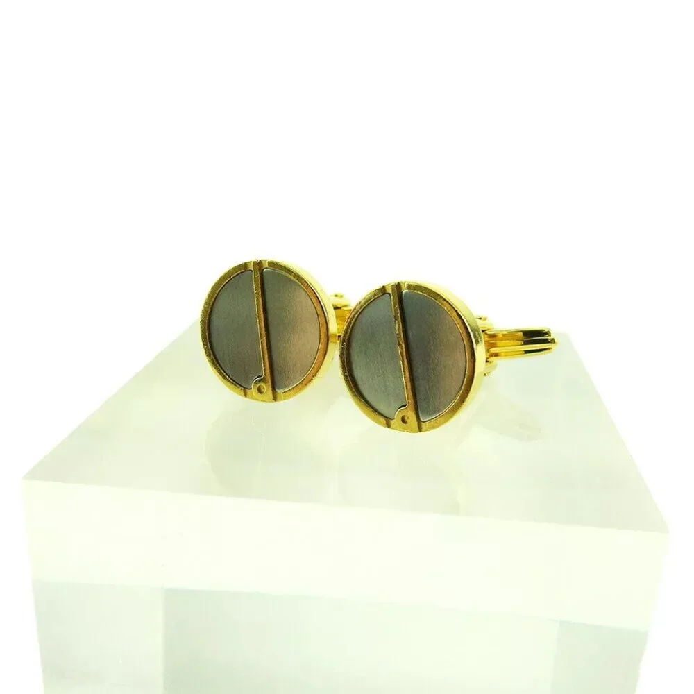 DUNHILL Cuffs D Mark Gold & Silver Bracket Authentic USED